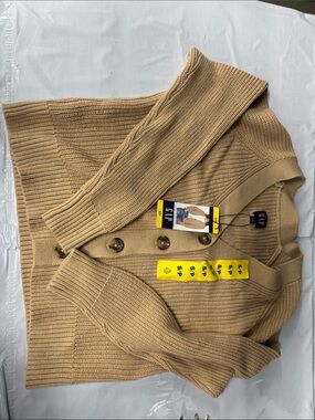 GAP Women's Camel Ribbed Button-Front Cardigan